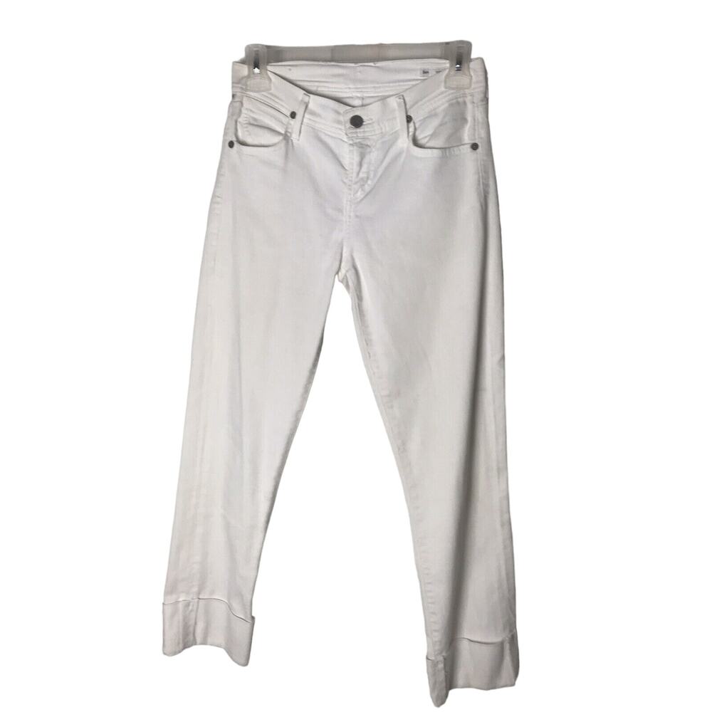 Citizens of Humanity Dani Cropped Straight Leg Jeans Size 26 Waist Cuffed White